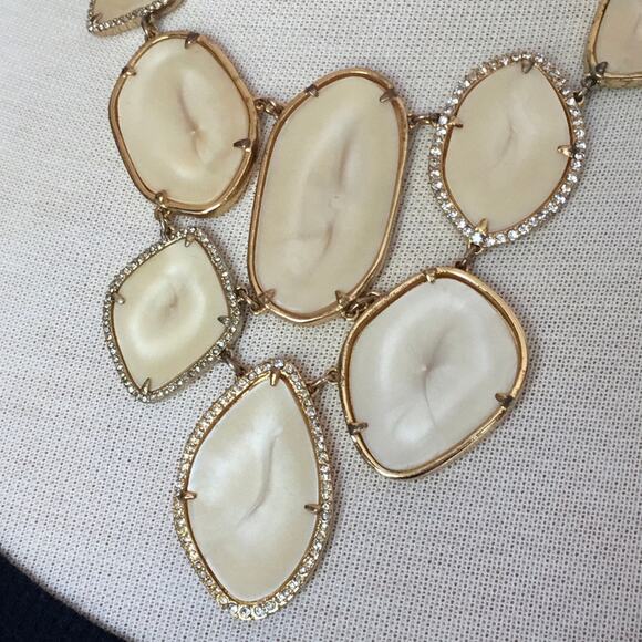Stella & Dot Fiona Bib Necklace - gold tone, rhinestone, pearlescent - Picture 7 of 14